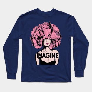 Flower Head Woman Imagine Handdrawn Long Sleeve T-Shirt